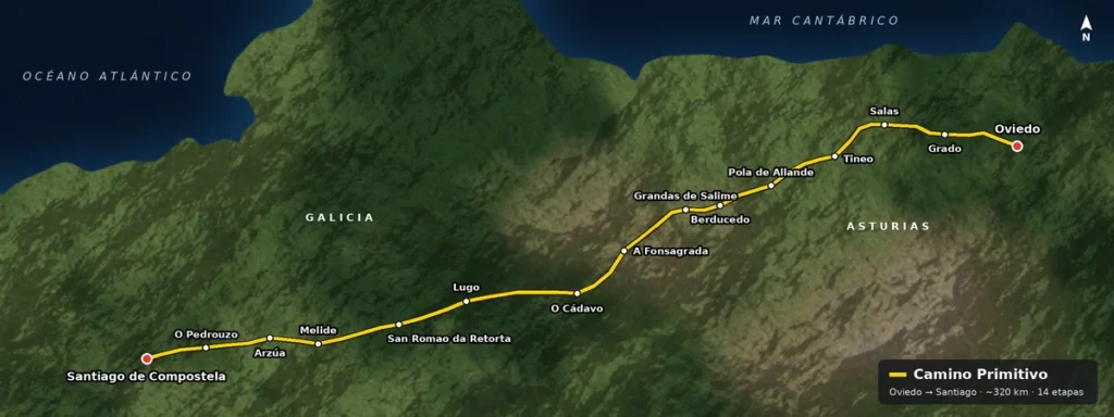 Mapa Camino Primitivo